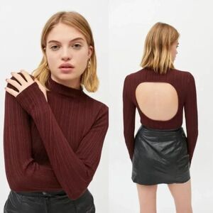 Urban Outfitters BDG Kiara Open Back Ribbed Long Sleeve Top Size Small NWOT $60